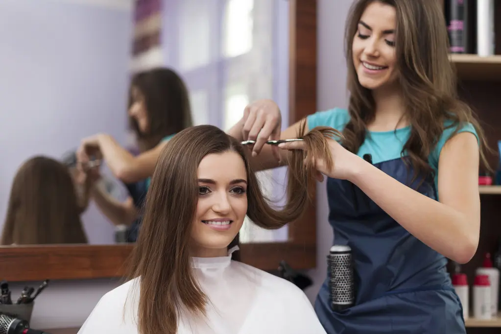 Hair stylist cutting a client’s hair